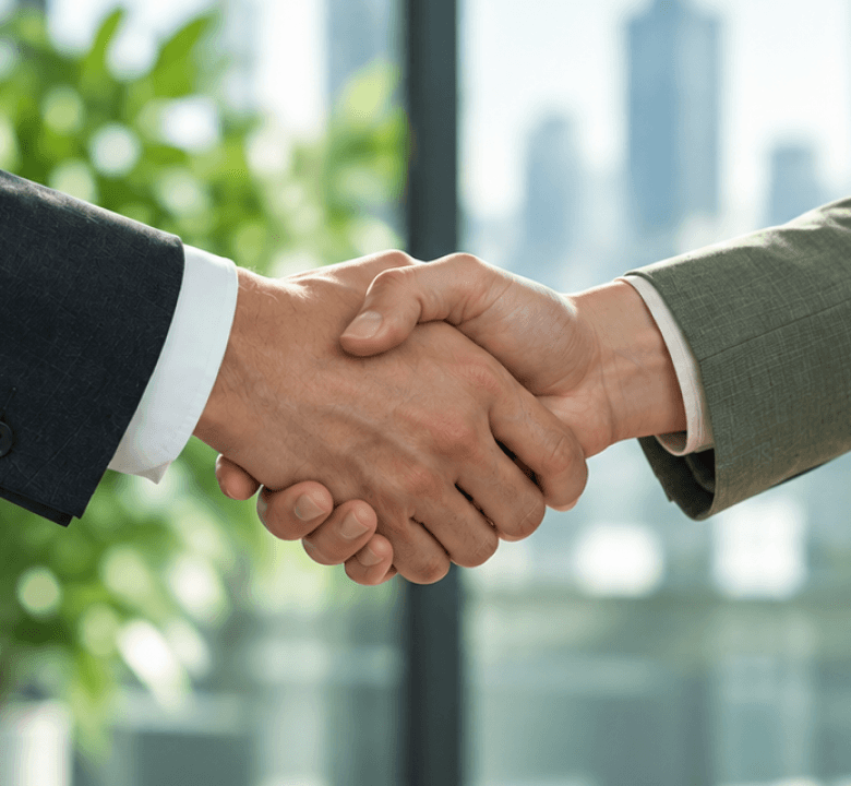 Two business partners shaking hands
