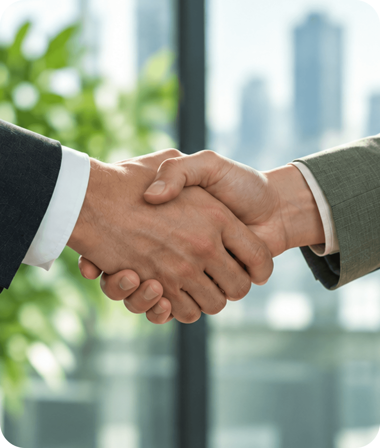 Two business partners shaking hands