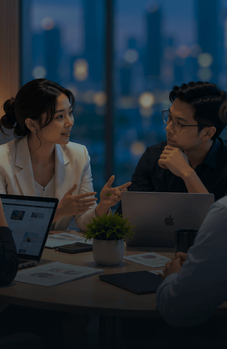 Business team discussing a technology roadmap