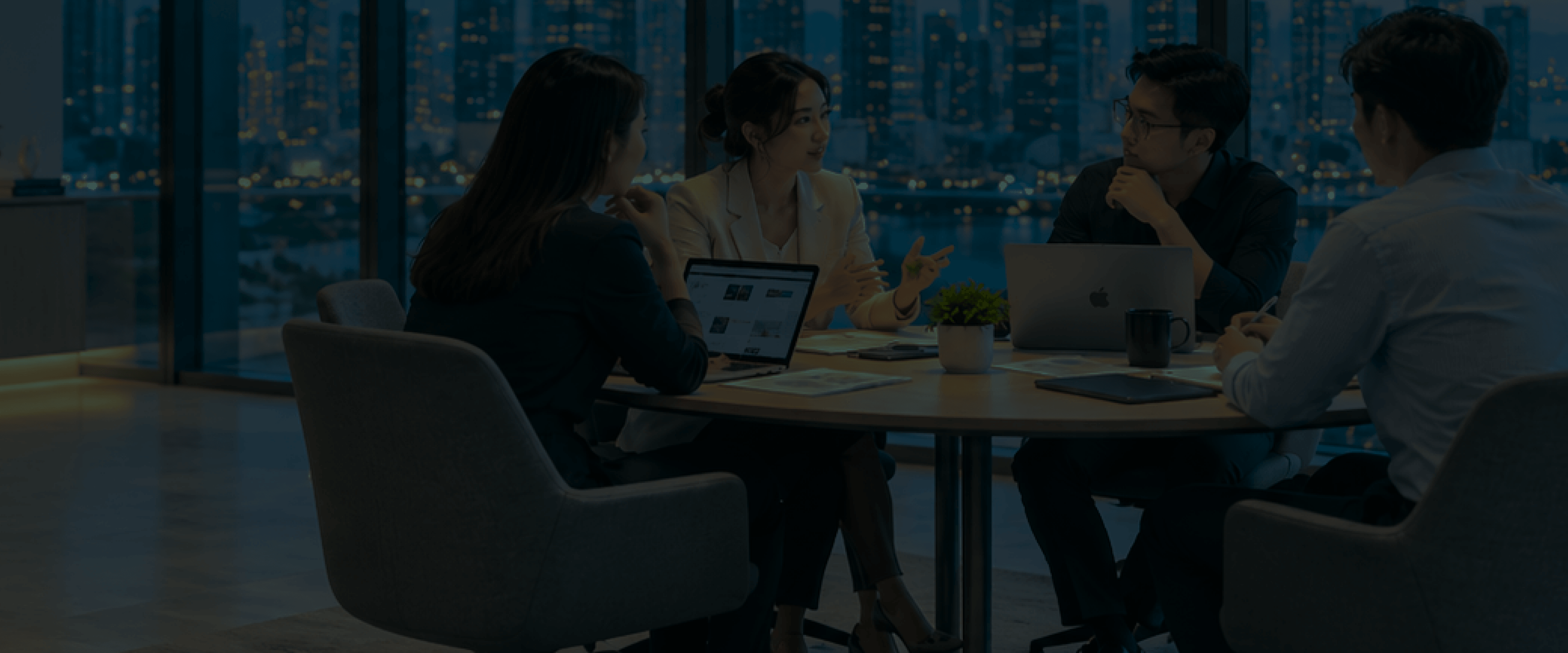 Business team discussing a technology roadmap