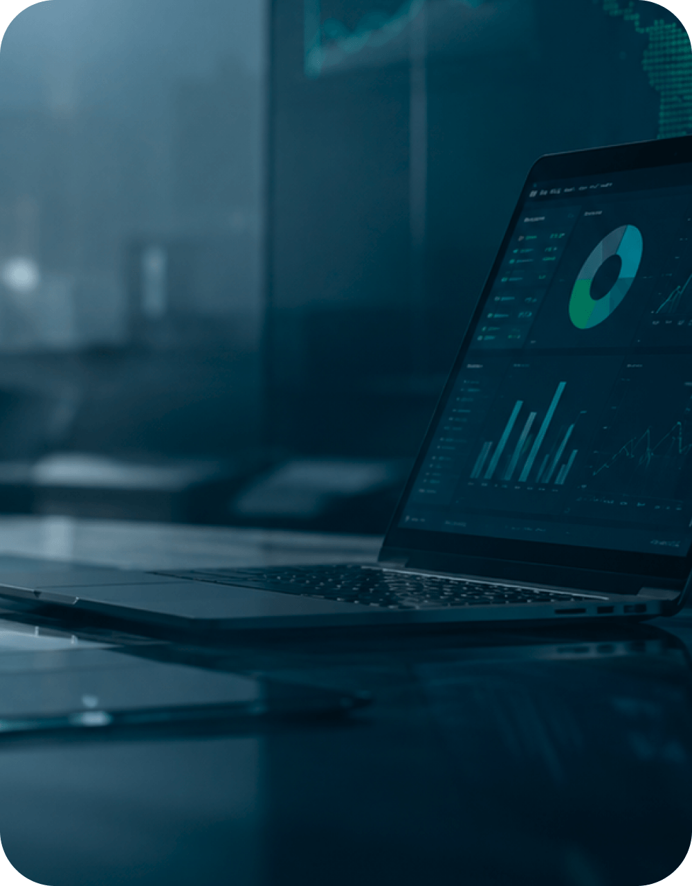 Platform analytics displayed on a laptop