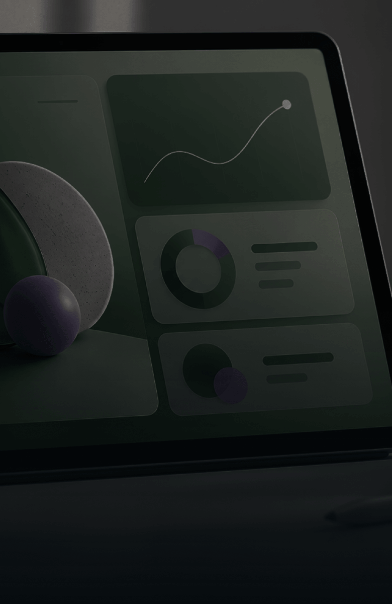 Abstract service dashboard and three-dimensional forms