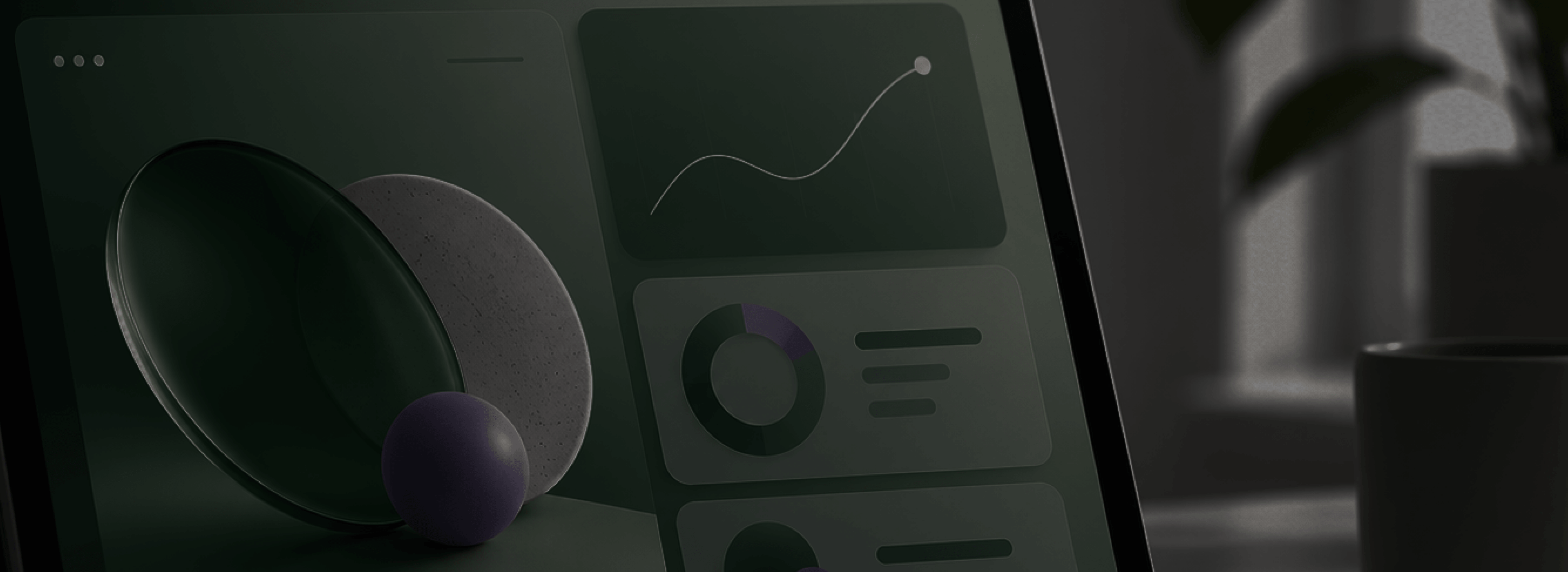 Abstract service dashboard and three-dimensional forms